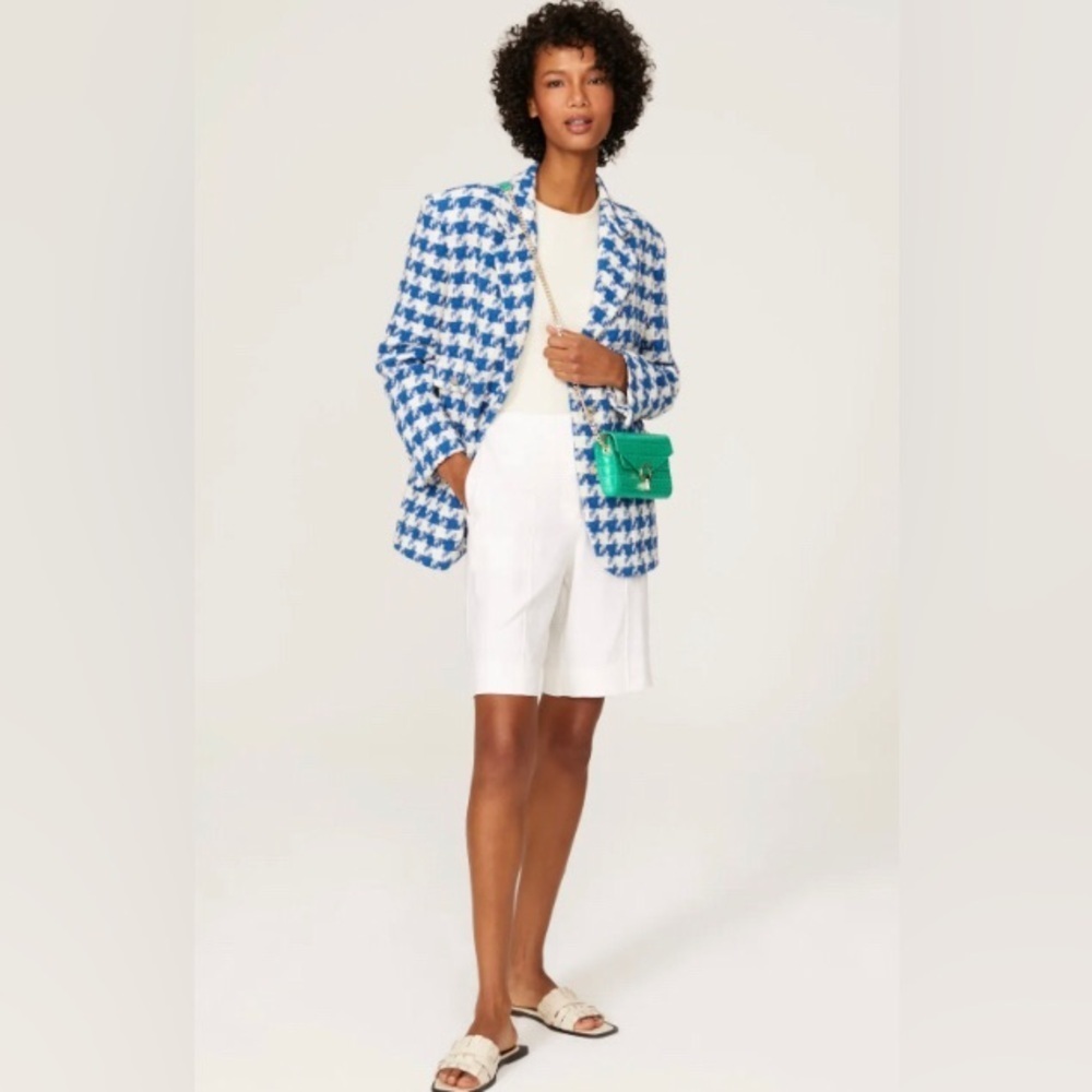 Joie houndstooth blue white oversized blazer - Picture 3 of 17